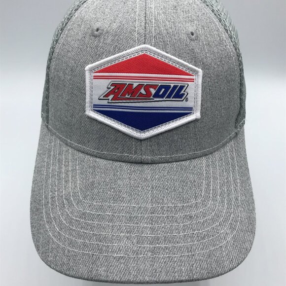 NEW AMSOIL Light Gray Sewn Logo Patch Mesh Snapback Baseball Cap Hat - Picture 6 of 10